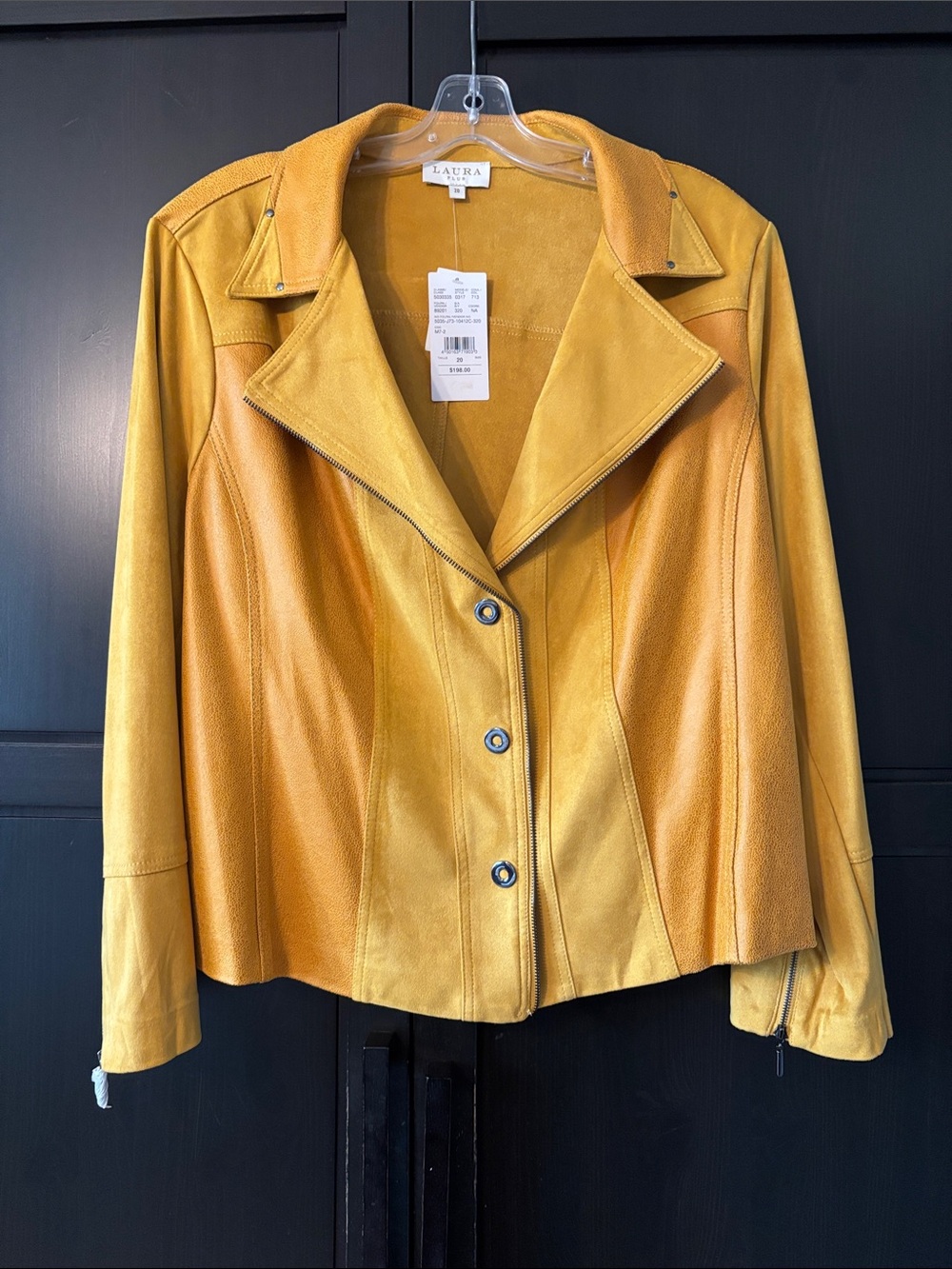 LAURA Golden Yellow Faux Leather Moto Jacket